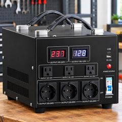 3000VA Voltage Converter Transformer, Heavy-Duty Step-Up/Down 110V-220V, US & EU Outlets, 5V USB Port