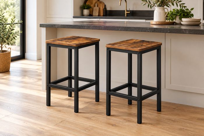 Bar Stool Set of 2 Industrial Style