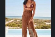 BNWT Next Wide Chocolate Brown Rochelle summer pants size UK18 EU46 Postage included