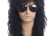 70s 80s Rockstar Wig Blonde Punk Fluffy Curvy Long for Men Wig Halloween Party Mullet Synthetic Wig Cosplay Rock Accessories Stag
