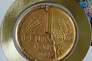Vintage East Germany &amp; West Germany united Gold plated 1 mark coins in Day of German Unity cover