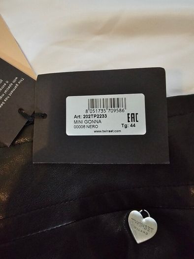 Twinset Milano Black Faux Leather Skirt