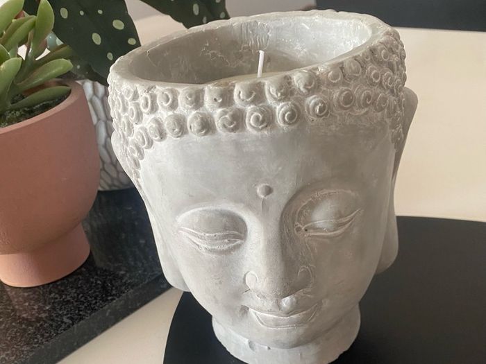 Cement Buddha Head Candle