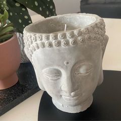 Cement Buddha Head Candle