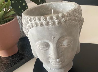 Cement Buddha Head Candle