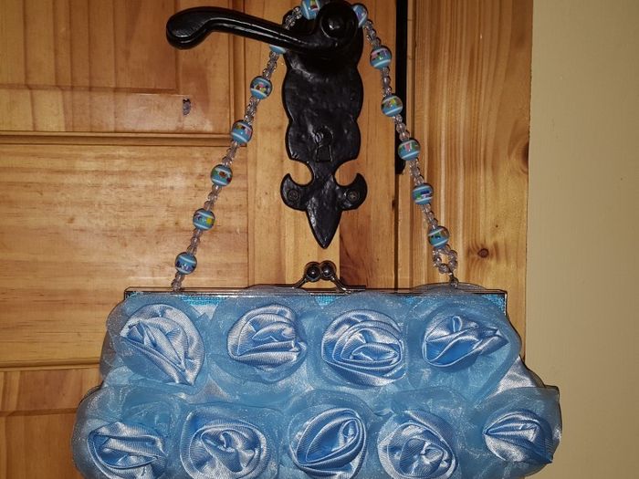 Sky Blue Satin Handbag Clutch