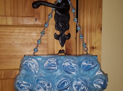 Sky Blue Satin Handbag Clutch