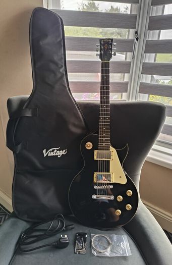 Vintage V10 Electric Guitar (Gloss Black)