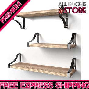Floating Shelves Wall Mounted Shelf, Paulownia Wood Wall Shelves, Wooden Shelves Set of 3 for Bedroom, Bathroom, Living Room, Kitchen, Home Office, Laundry room,etc (FREE SHIPPING)