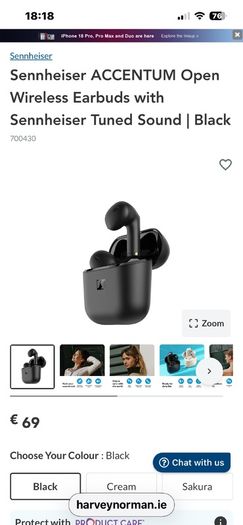 Sennheiser ACCENTUM Open Wireless Earbuds| Black