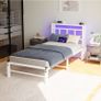 Single Bed Frame with Headboard&LED Lights,Heavy Duty Metal Platform Bed Frame Single with Charging Station, Image 8
