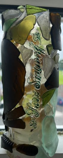 Sea Glass Candle Holder or Coin Bottle