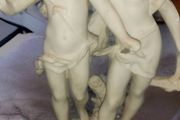 Antique Psyche and Cupid heavy large bisque statue