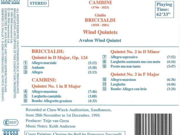 Cambini. Wind quintets No. 1 - 3. CD. Free Postage!
