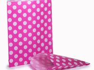 main image for ad Lot of 200 sweet bags Polka Dots Shocking Pink candy bags 5x7" ideal for candy weddings parties candy cart shop small retails and sweet shops