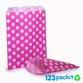 Lot of 200 sweet bags Polka Dots Shocking Pink candy bags 5x7" ideal for candy weddings parties candy cart shop small retails and sweet shops