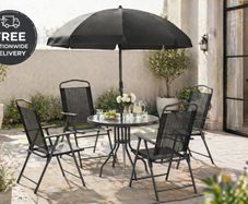 Garden Furniture Set  Table, 4 Chairs & Parasol
