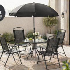 Garden Furniture Set  Table, 4 Chairs & Parasol