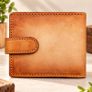 Genuine Leather Wallet for Men Vintage Paris Market Bifold Wallet Antique European Art Wallet Image 7