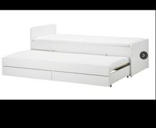 Sklat bed frame with pull out bed and storage