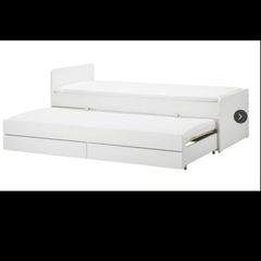 Sklat bed frame with pull out bed and storage