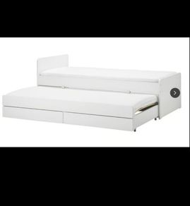 Sklat bed frame with pull out bed and storage
