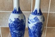 Chinese Pair Eggshell Porcelain Colbalt Blue/ White Elegant Vases