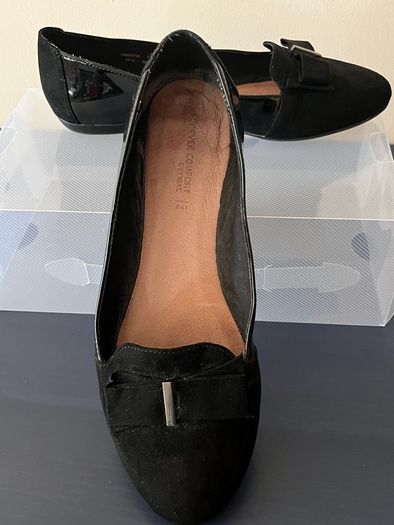 NEXT Black Flat Shoes Size 41 Suede & Patent