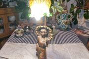 Vintage large woman statue lamp