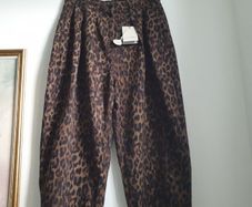 Allsaints Leopard Print Barrel Leg Jeans Size Uk 16