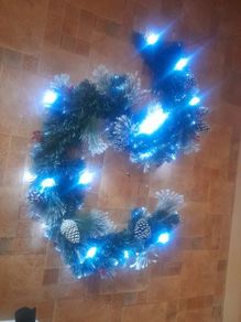 New in box light up christmas 6ft heavy flocked decorated garland with built in colour  changing lights