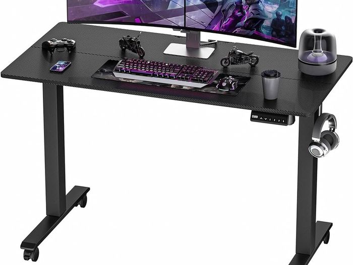 NEW SALE | Height Adjustable Electric Standing Desk - 100x60 cm Stand Up Table Desk Thick Splice Board, Smart Control Panel 3 Memory Heights, Anti-Collision System, Sit Stand Desk for Home Office