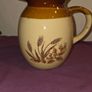 Vintage brown and tan water jug with wheat design Image 5