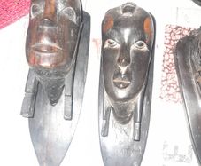 Pair of Antique Wood Carved Heads postage available or collection