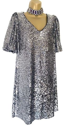 Kelly Brook Silver Sequin Dress