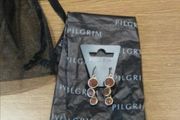 Lovely gift idea Pilgrim gold plated drop earrings with tan brown crystal stones