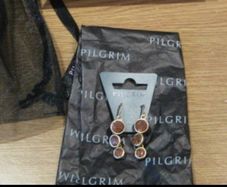 Lovely gift idea Pilgrim gold plated drop earrings with tan brown crystal stones