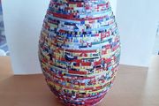 Rolled magazine vase