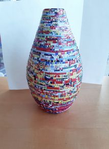 Rolled magazine vase
