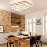 Modern Crystal LED Ceiling Light FIxtures 20 Dimmable Rectangular Flush Mount Chandelier Ceiling Lights 3-Tiers Stainless Steel Ceiling Lamp Fixtures for Living Room Bedroom Dining Room Image 4