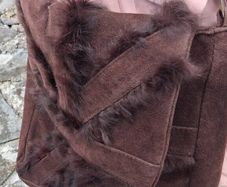 Vintage-Style Brown Faux Suede Messenger Crossbody Bag