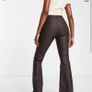 Flared Leather-effect Pants Coated Flared Trousers -EU 36 10R Image 6