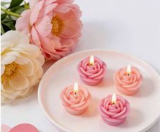 Beautiful Rose-Shaped Candle Set in Wood Box - Perfect Gift