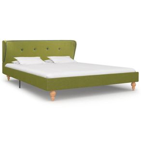 Bed Frame Green Fabric 135x190 cm