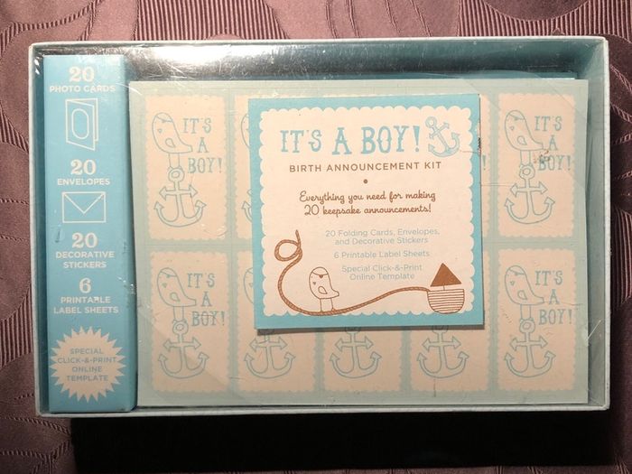 Birth Announcement card pack, 20 cards
