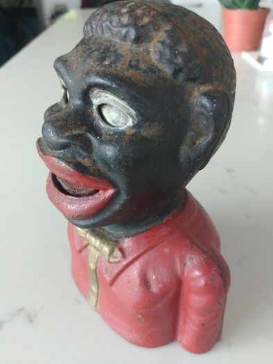 Piggy Bank Cast Iron Jolly Man negro Money Box