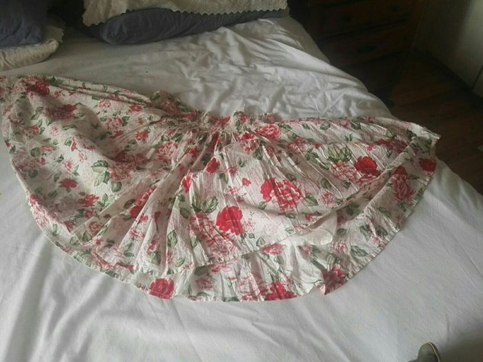river island red floral skirt