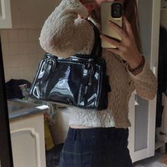 Clarks black patent leather handbag - 60s style