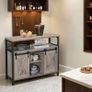 Kitchen cabinet Grey Vintage Brown  sideboard, side cabinet, kitchen cabinet with open shelves, hall cabinet, chest of drawers with louvre doors, living room, dining room, office, hallway, industrial design Image 6