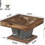 80cm Square Coffee Table, Modern Wooden Cocktail Table for Living Room - Rustic Brown & Black Accent Table, Centre Tea Table Image 2